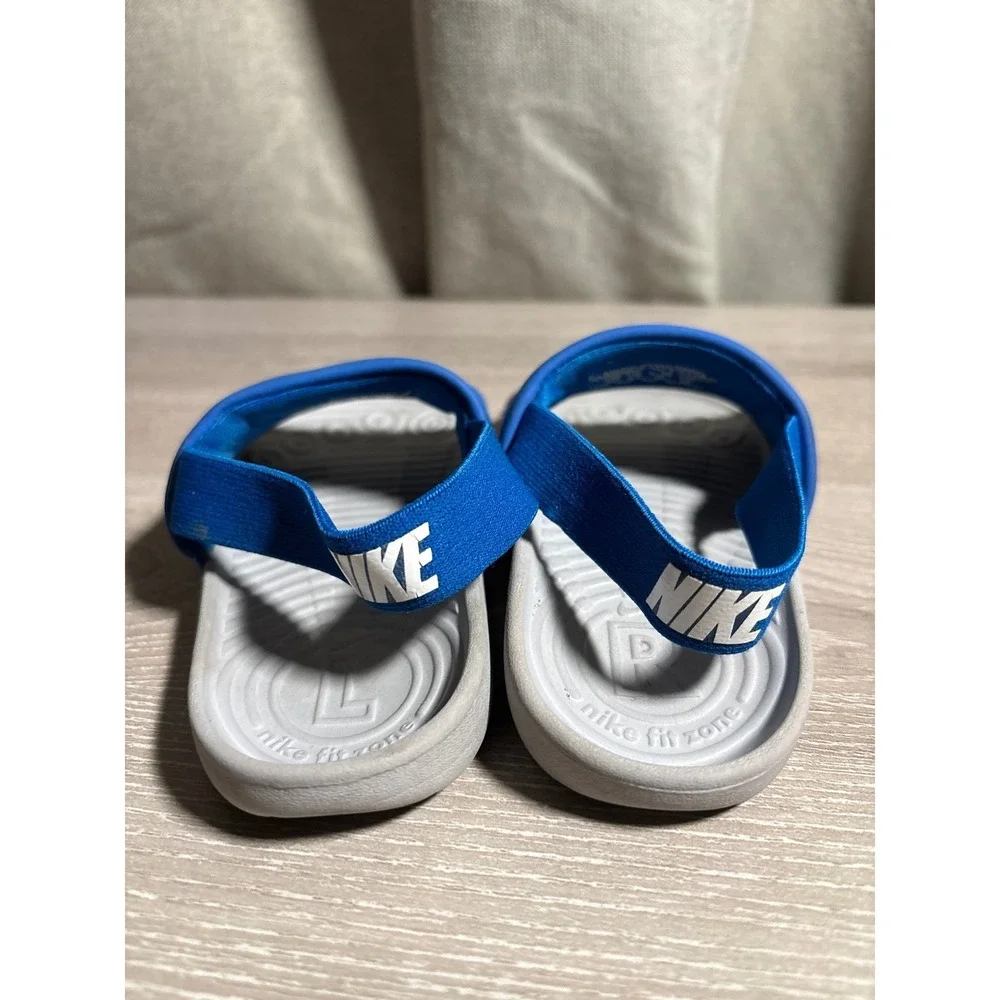 Nike Kawa Slide Toddler Boys Blue White Sandals Elastic Heel Strap Size 7C